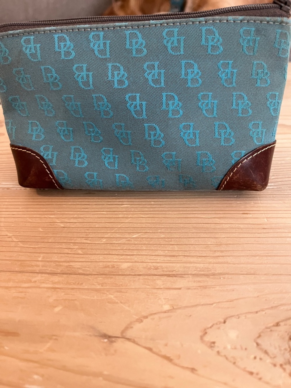 Dooney & Bourke Teal DB Monogram Canvas cosmetic Bag